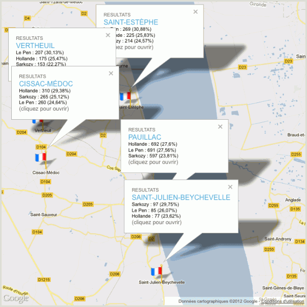 Présidentielles 2012 – 1er tour dans le canton de Pauillac